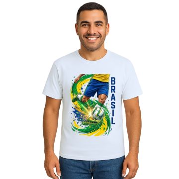 Camiseta Brasil Jogador de Futebol Estampa Personalizada