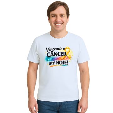 Camiseta Vencendo o Câncer Até Hoje Estampa Personalizada