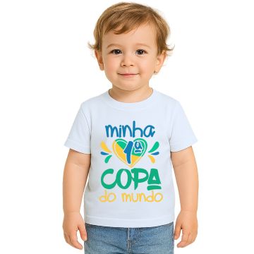 Camiseta Minha Primeira Copa do Mundo Coração Personalizada