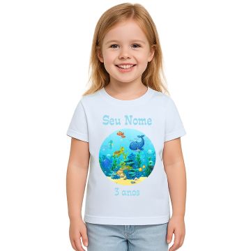 Camiseta Fundo do Mar Peixes Estampa Personalizada