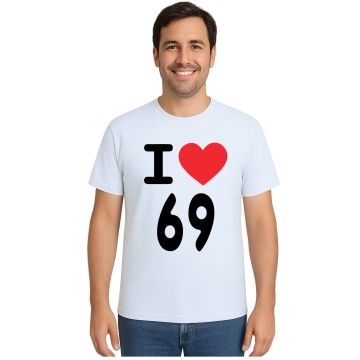 Camiseta I Love 69 Amo Meia Nove Estampa Personalizada