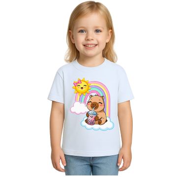Camiseta Capivara MilkShake Arco Iris Estampa Personalizada