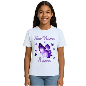 Camiseta Borboletas Purple Butterflies Estampa Personalizada