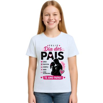 Camiseta Feliz Dia Dos Pais Papai Estampa Personalizada