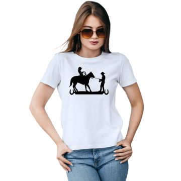Camiseta Cowgirl Laçando Cowboy Estampa Personalizada