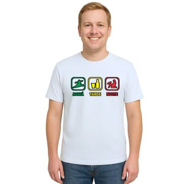 Camiseta Manhã Tarde Noite Surf Drink Sex Personalizada