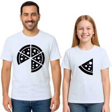 Kit 2 Camisetas Pizza Tal Pai e Filha Personalizadas