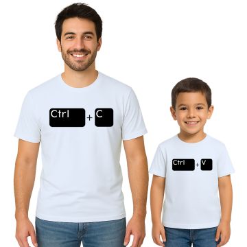 Kit 2 Camisetas CTRL C V Copia Cola Pai e Filho Personalizadas