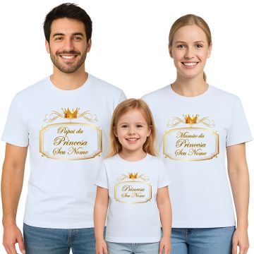 Kit 3 Camisetas Princesa Festa Aniversário Personalizadas